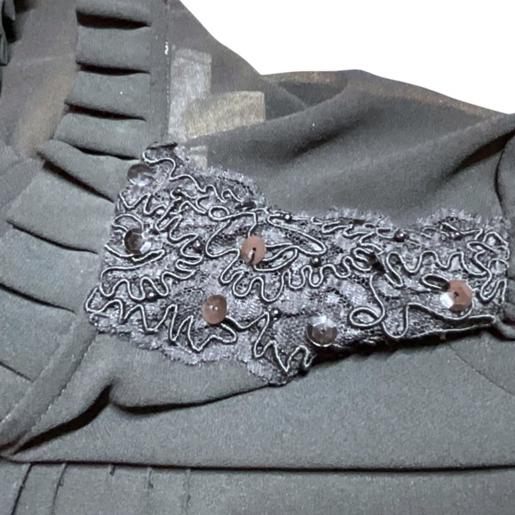 MICHAEL MICHAEL KORS Black Beaded Long Sleeve Fancy Easy Care Poly Blouse Sz M - Picture 7 of 10